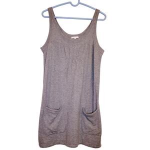 Vince grey scoop neck sleeveless large pocket knee length jumper dress size L